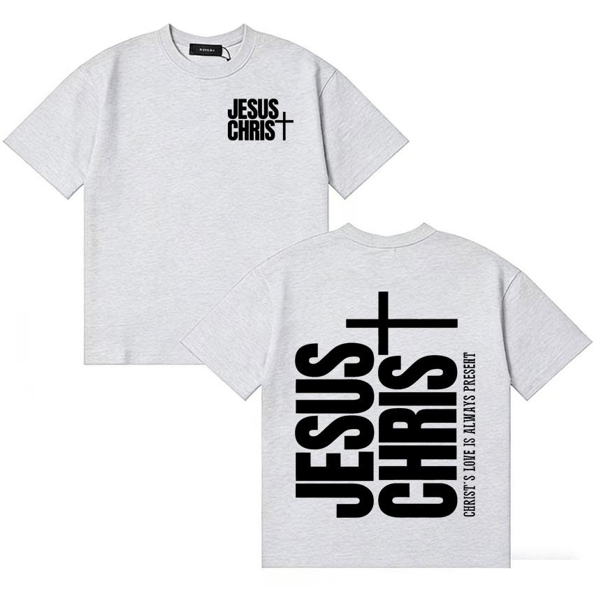 

2026 Summer Jesus CHRIST Double Sided Print Tshirts Hipster Women T Shirts Summe Cotton Vintage Short Sleeve Tshirt S