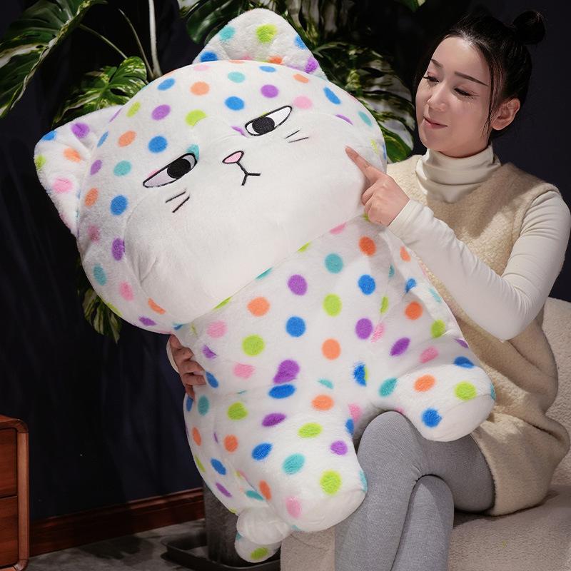 New colorful polka dot spotted cat doll cute colorful cat plush toy children sleeping pillow