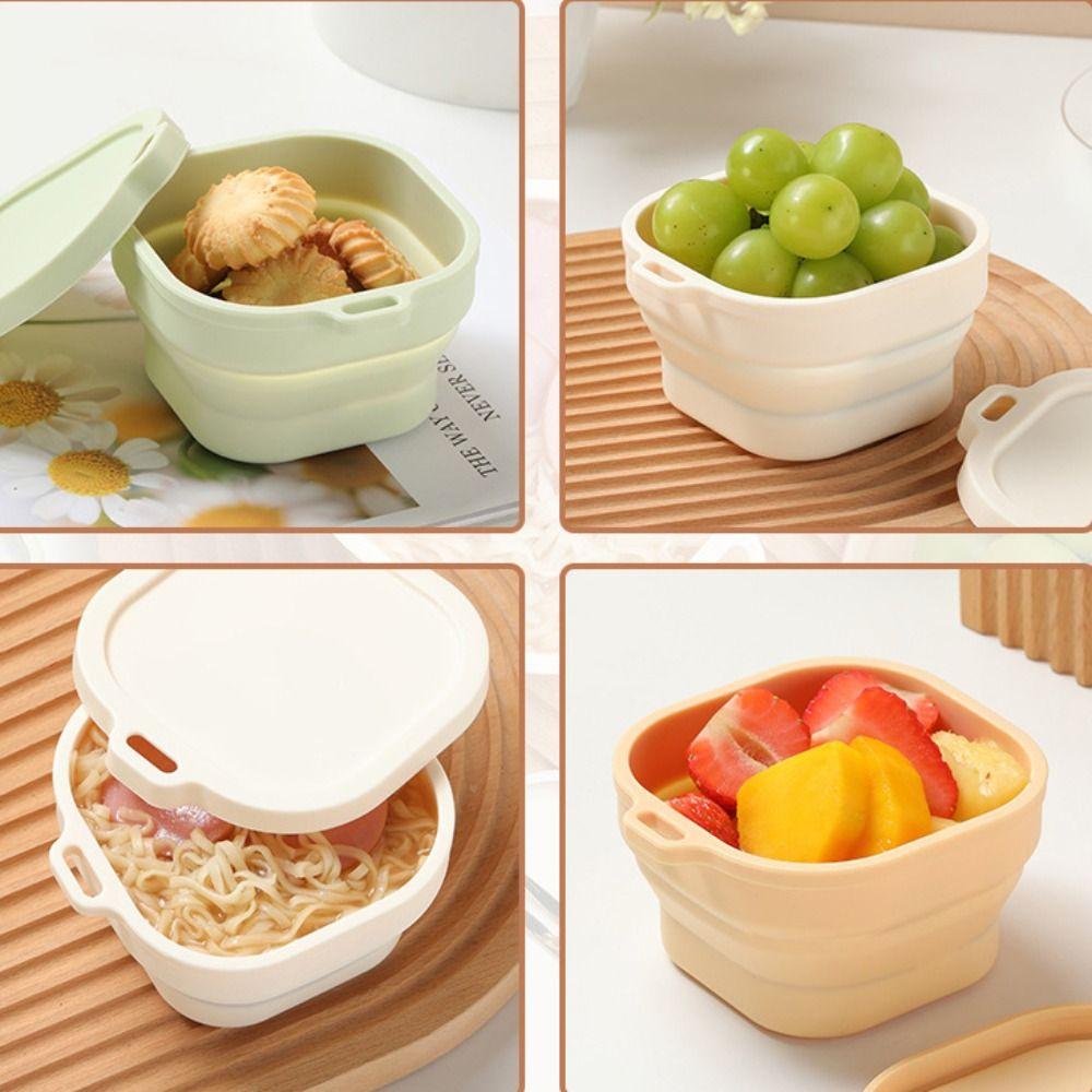 Silicone Camping Bowls 400ml Food Storage Container Large Capacity Foldable Lunch Box Travel