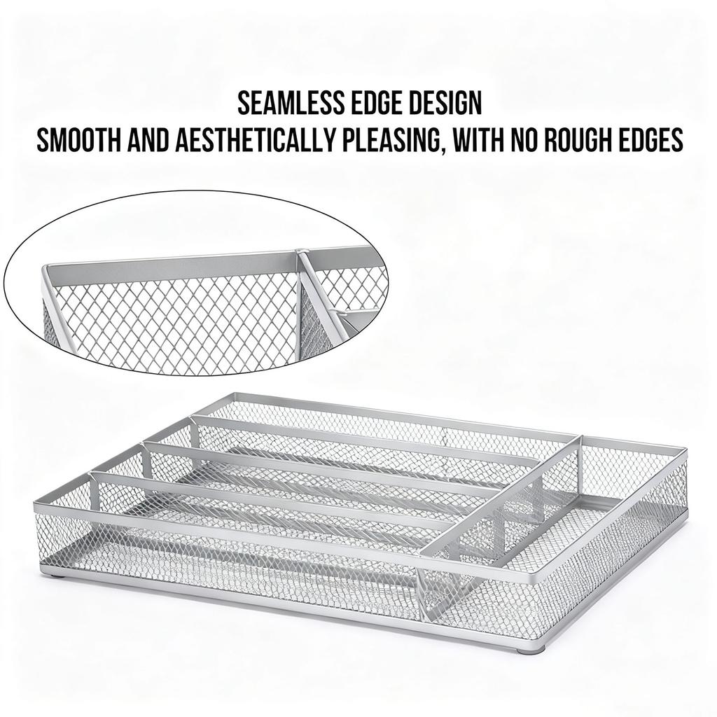 Kitchen Cutlery Drawer   Carbon Steel Flatware Storage Divider with Anti Slip Foam Pads for Spoons Forks Stationery