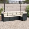 Vidaxl 5-Cz. Garden Lounge Set, Cushions, Black PE Rattan