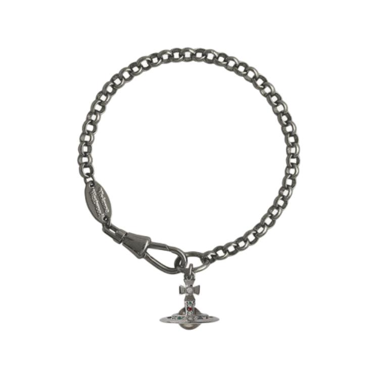 Vivienne Westwood Saturn Logo Brass Bracelet Women bracelet Gunmetal-Gray 6102005702S001 Basic Packaging-Dust Bag+Box,F,Gunmetal Gray