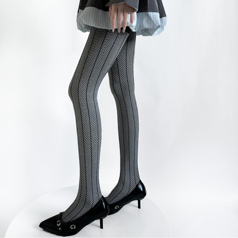 Women Tights Color Matching Striped Thigh High Stockings Pantyhose Lingerie Sexy Slim Stockings Tight Pantyhose Knitted Leggings