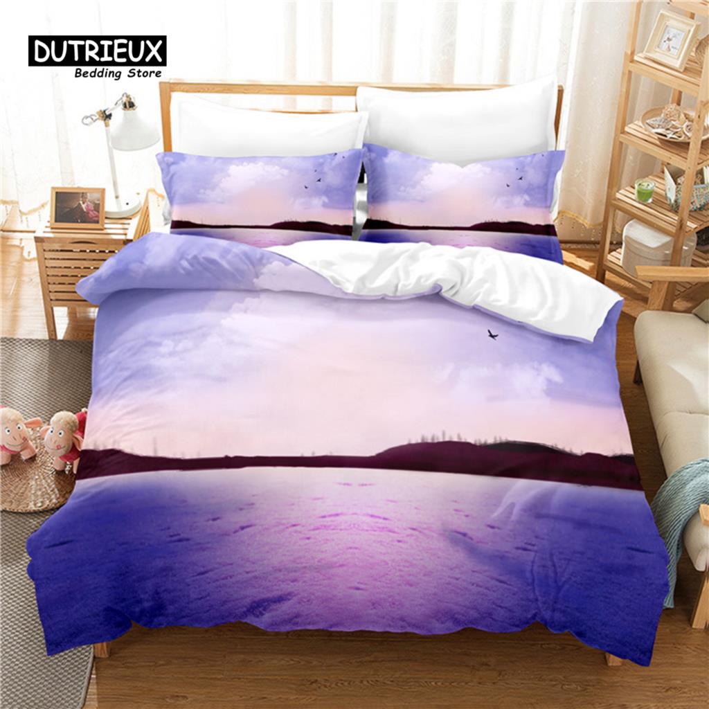 Sunset Bedding Set, 3Pcs Duvet Cover Set, Soft Comfortable Breathable Duvet Cover, For Bedroom Guest Room Decor