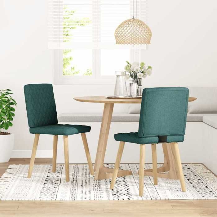 VidaXL Chaises à manger lot de 2 vert foncé tissu, chaise, chaise de salon, chaise d'accent, chaise de cuisine, siège de 4101126