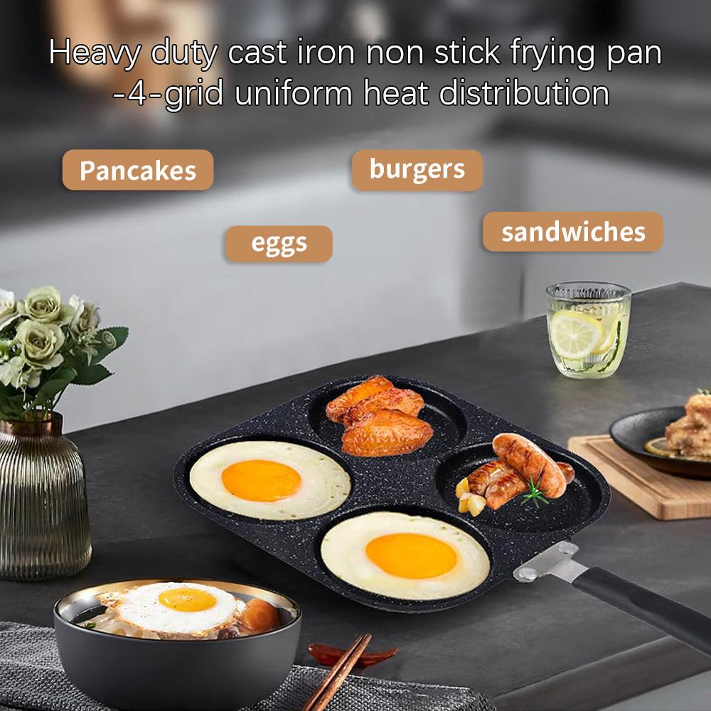 Four hole non stick frying pan - perfect for eggs, pancakes, etc. | Durable iron material | Perfect for home and restaurant use