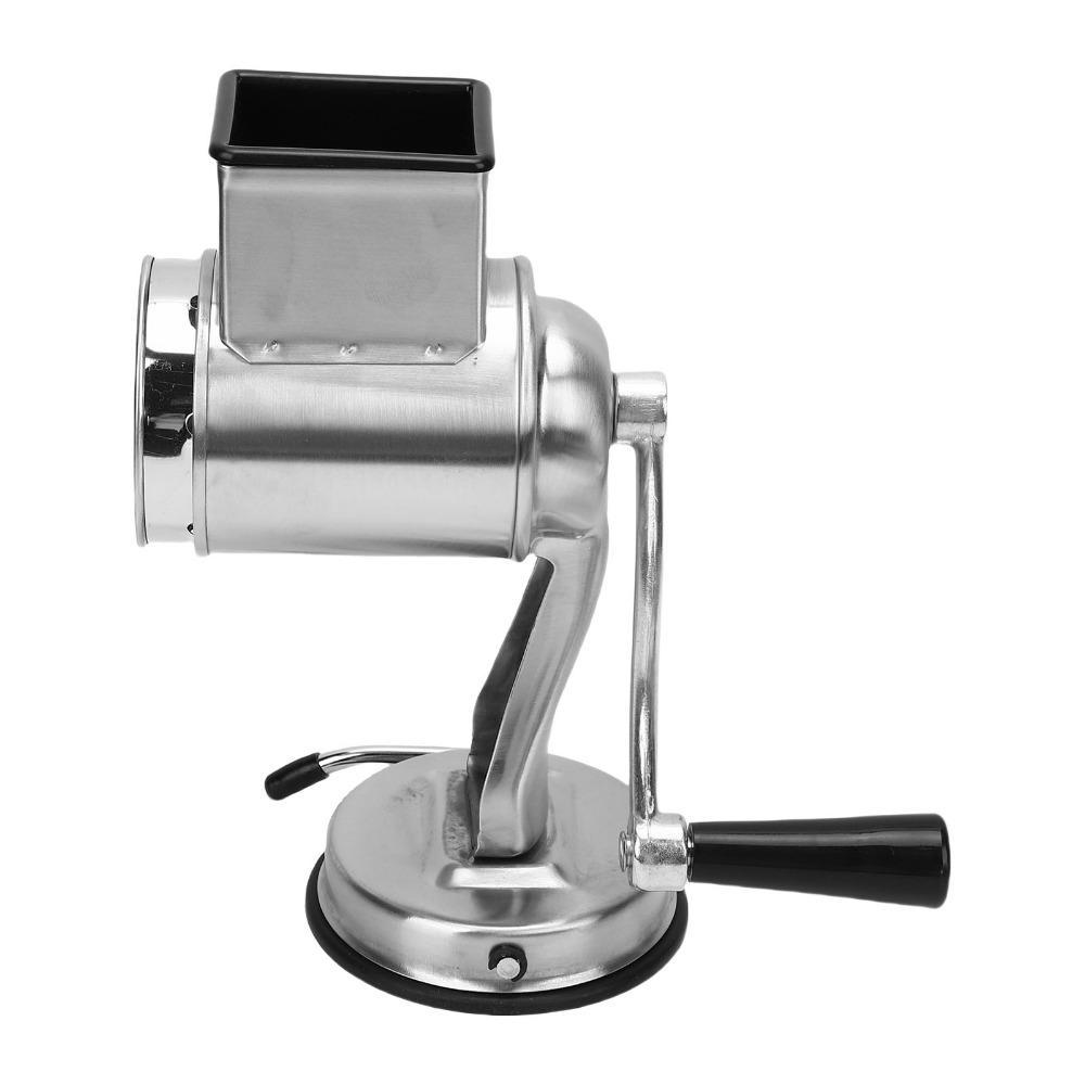 Silver Vegetable Slicer Stainless Steel Cheese Shredder Sturdy Rotary Grater  Potato Carrot Cutting