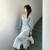 (original quality) Super fairy gentle wind first love edge floral suspender dress summer new salt and sweet dress