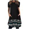 Women's Fashionable Casual Ethnic Printed Retro Round Neck Short Sleeve Dress