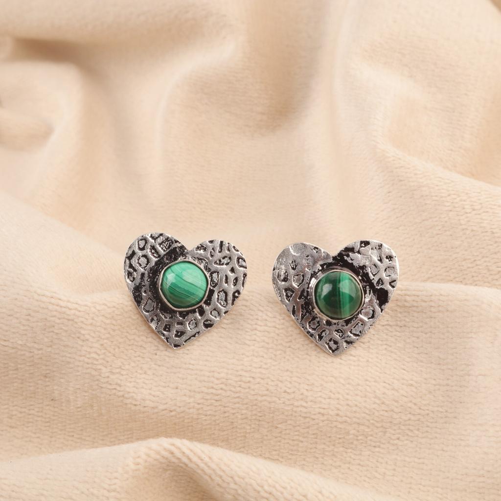 Natural Malachite 925 Silver Wedding Gift Birthday Stud Post Butterfly Earrings EE-143-22