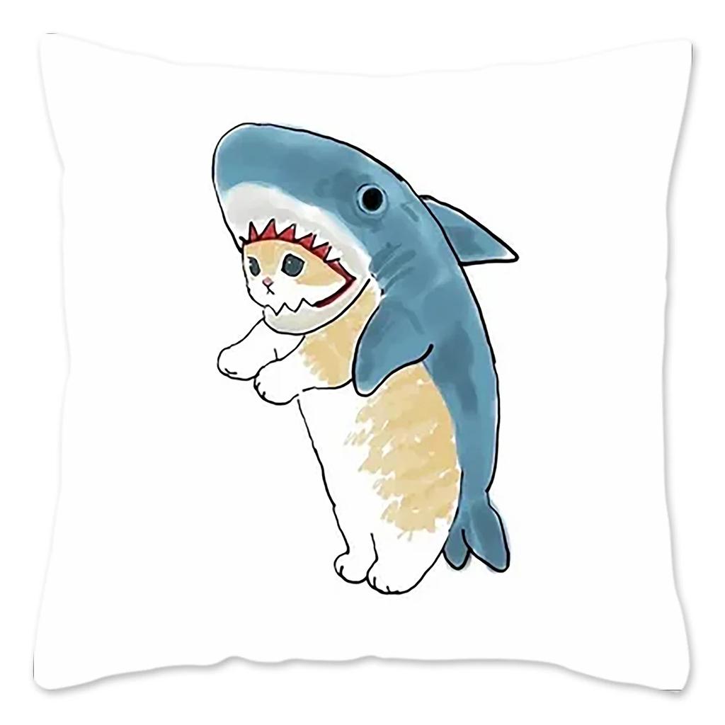 Funny Cat  Pillow Case Home Decoration Polyester Pillow Cover for Sofa Kawaii Cushion Cover Fundas Cojines  X