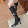 2024 Women's Luxury Gray Stiletto Boots - Slim, Pointed Heels for Autumn