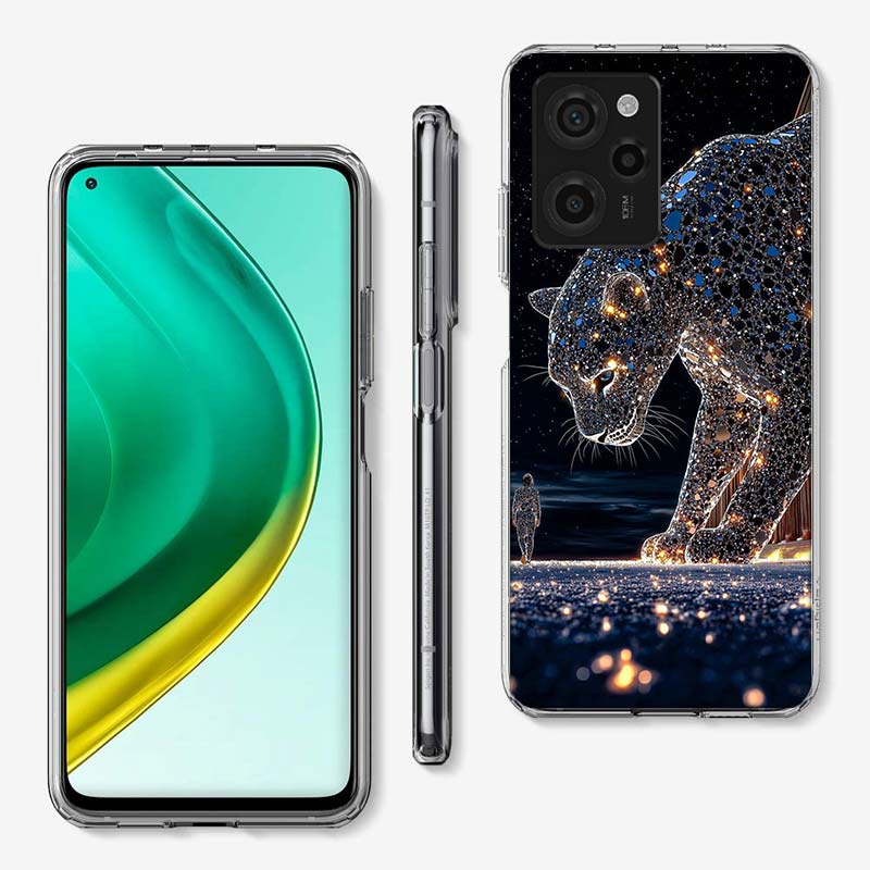 Cheetah and Illusion Diamond Gem Cover Phone Case For Xiaomi Poco M8 M7 M6 M4 M3 X7 X6 X4 Pro F7 Ultra M5S Mi 14 14T 15 15T 12T