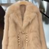 Modny luźny gruby i ciepły płaszcz ze sztucznego futra lisa dla kobiet jesień zima
