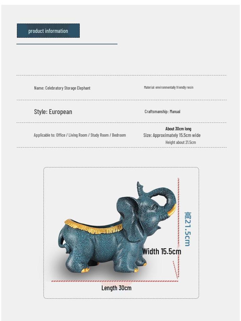 Elephant Resin Crafts: European Style Home and Office Ornaments