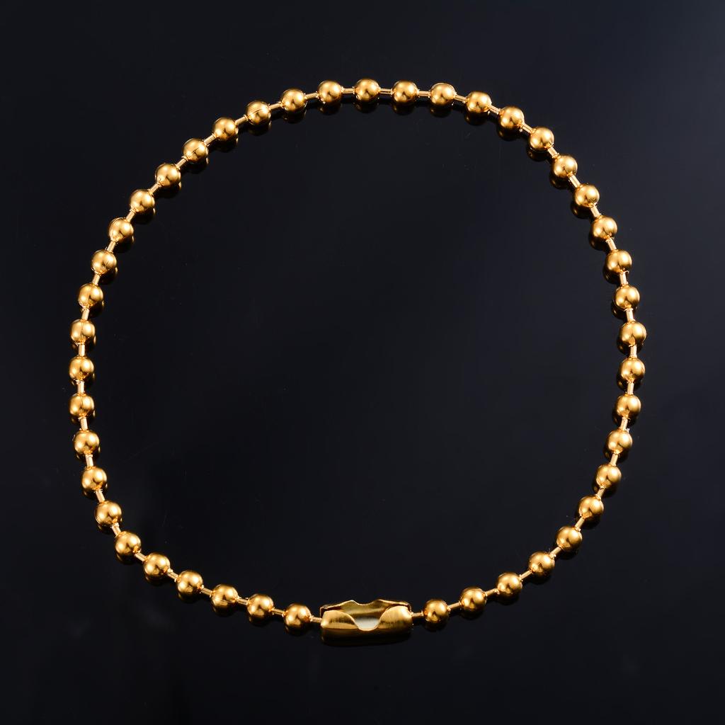 Gold Plated Stainless Steel Bead Bracelet for Women Girl Anklet Link Foot Hand Chain Ball Round Rolo Jewelry Accessories