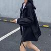 Women Solid Drawstrings Harajuku Leisure Streetwear Chic Zipper Outwear Jackets