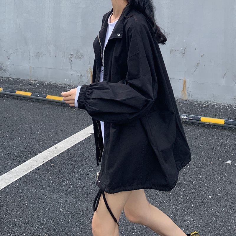 Women Solid Drawstrings Harajuku Leisure Streetwear Chic Zipper Outwear Jackets