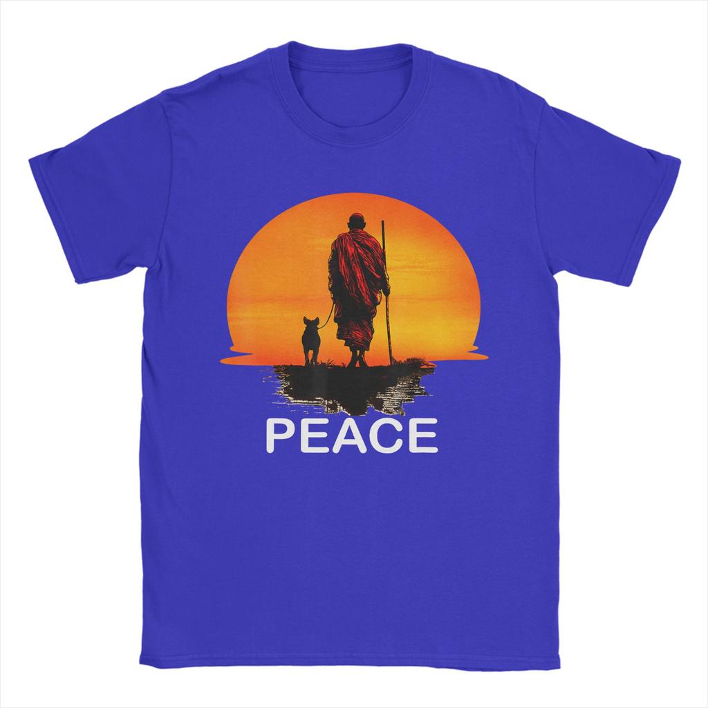 Unisexs TShirt Walk for Peace Monks with Aloka Dog Novelty Cotton Tees Minimalist Zen T Shirts Round Neck merchandise Plus Size