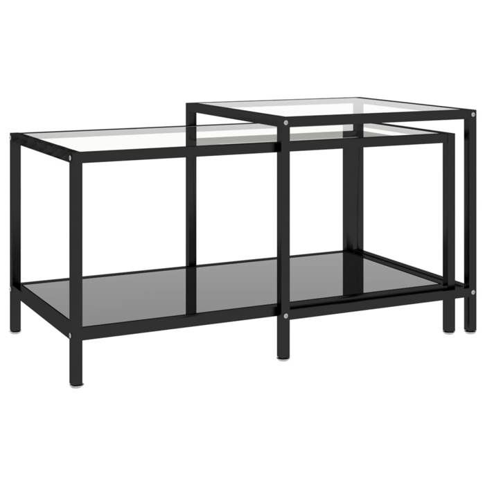 VidaXL Tea Tables 2 Pcs Tempered Glass Black 331614