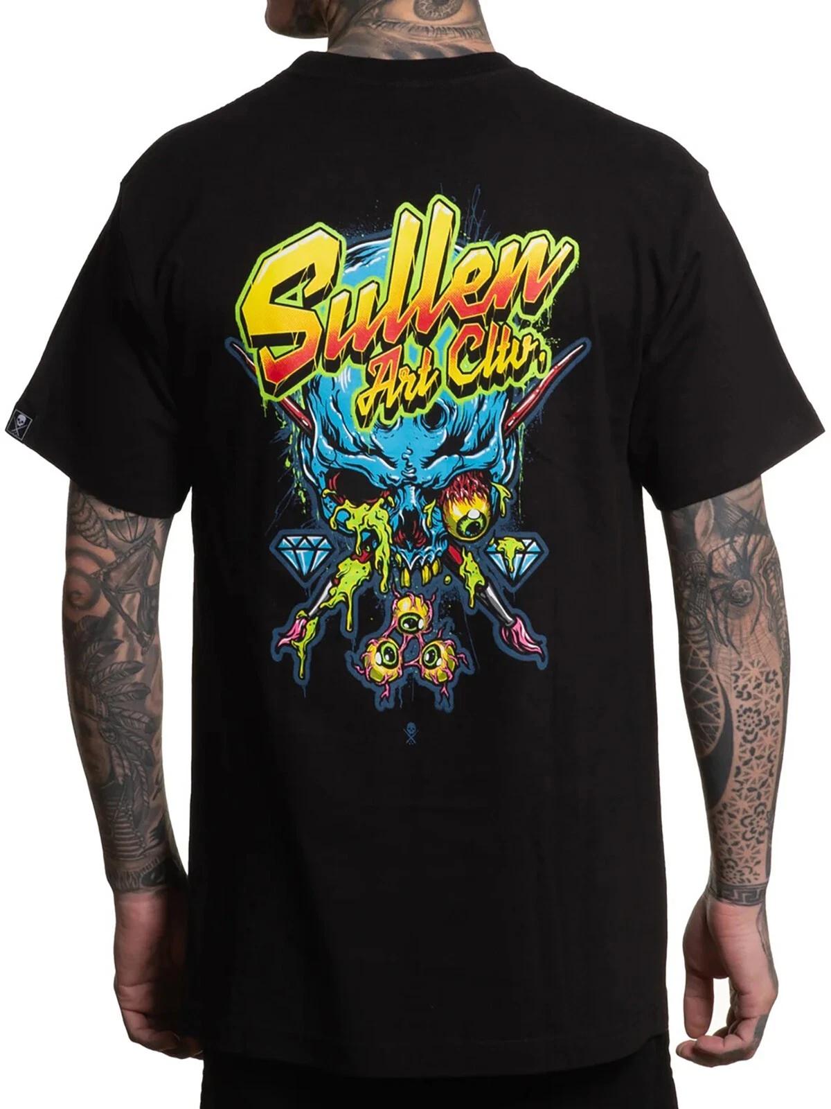 Sullen Men s Slime Badge Short Sleeve Standard T-shirt Tattoo Skull Art Logo Tee 3XL
