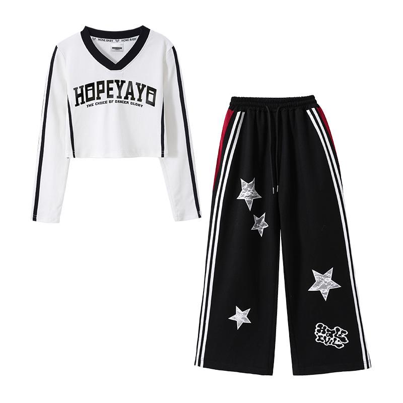 Trendy Street Style Outfit Set for Girls - Jazz Performance & Practice Wear for Spring & Autumn