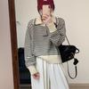 Pullover Sweater Female 2023 Korean Women Autumn Academy Sweater Loose and Slim Versatile Striped Top Long Sleeve Knit Sweater