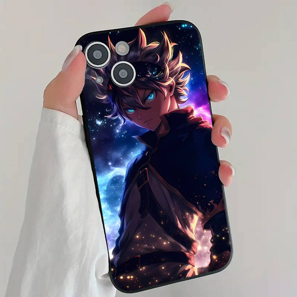 Anime B-Black Clover Phone Case Cool Black Silicone Soft For IPhone 16 15 14 13 12 11 X XR Plus Pro Max Plus