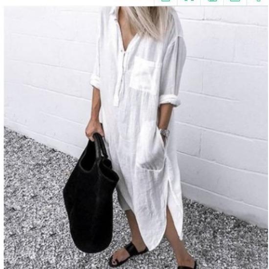 

Элегантное однотонное платье с разрезом IHUASU на лето и осень, простое длинное платье-рубашка с пуговицами XXXXXL белый