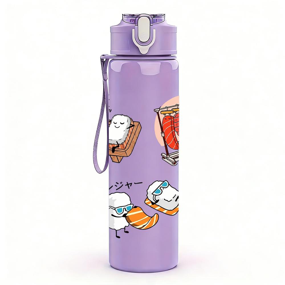 1PC Cocktail Drink Party Layout 750ml Color Plastic Water Bottle Leakproof Flip Straw Lid For Sports Office Home Use