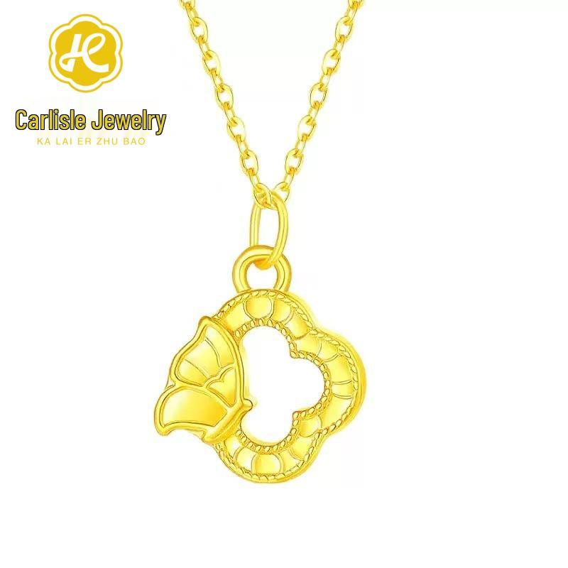 Shuibei 999 Fine Gold Slim Waist Necklace: 3D Hard Gold Women's Pendant Charm, Popular Live Broadcast Hot Seller.