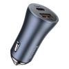 Baseus Golden Contactor Pro Car Charger, Usb + Usb-C, Qc4.0+, Pd, Scp, 40W (Gray)