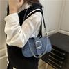 Sense denim small bag women's new style fashion shoulder messenger bag chain underarm baguette bag