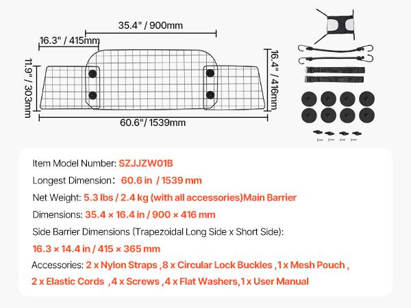 

SucceBuy Dog Car Barrier Car Divider for Front Seat Universal-Fit Barrier Wire Mesh Dogs Separator Guard Net Vehicle Pet Barrier чёрный