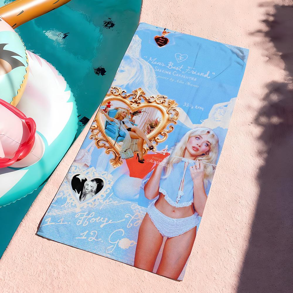 

Singer S-Sabrina Carpenter Music Towel Quick Dry Soft Yoga Swimming Fitness Mountain Climbing Large Beach Towels W40*H60(CM)