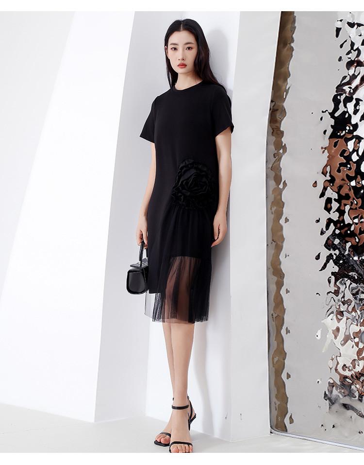 Little Black Dress Summer Solid Color Slimming Temperament Commuter Women's Dress