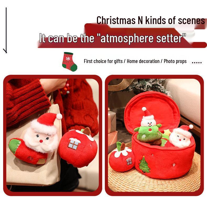 Heiligabend Geschenkbox: Stofftier, Schneemann, Apfel, Strumpf, Baum