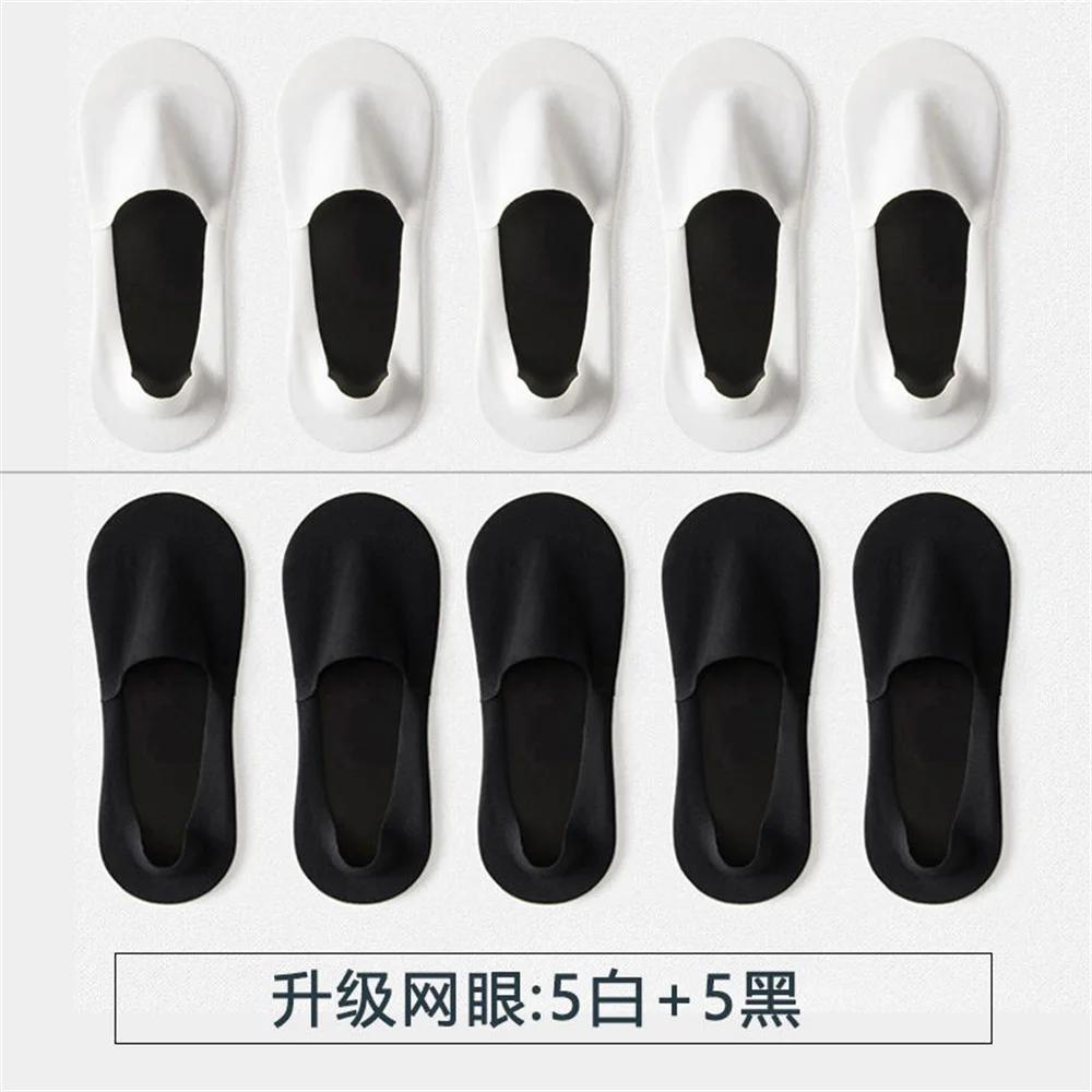 

10 пар/упаковка мужские носки Ice Silk Boat Socks силиконовые нескользящие повседневные носки с хлопковой подошвой ультратонкие спортивные носки, не видны, впитывают пот One Size