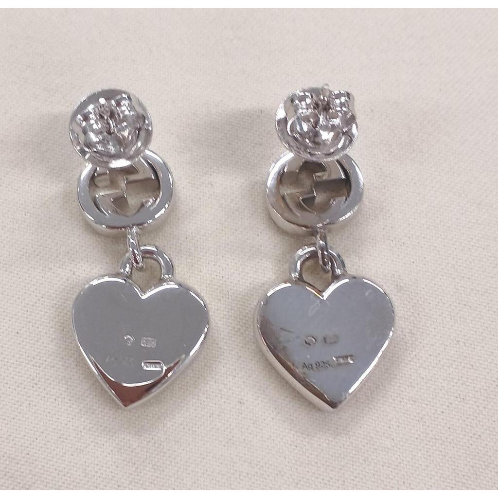 Used GUCCI Heart-shaped GG Logo Earrings