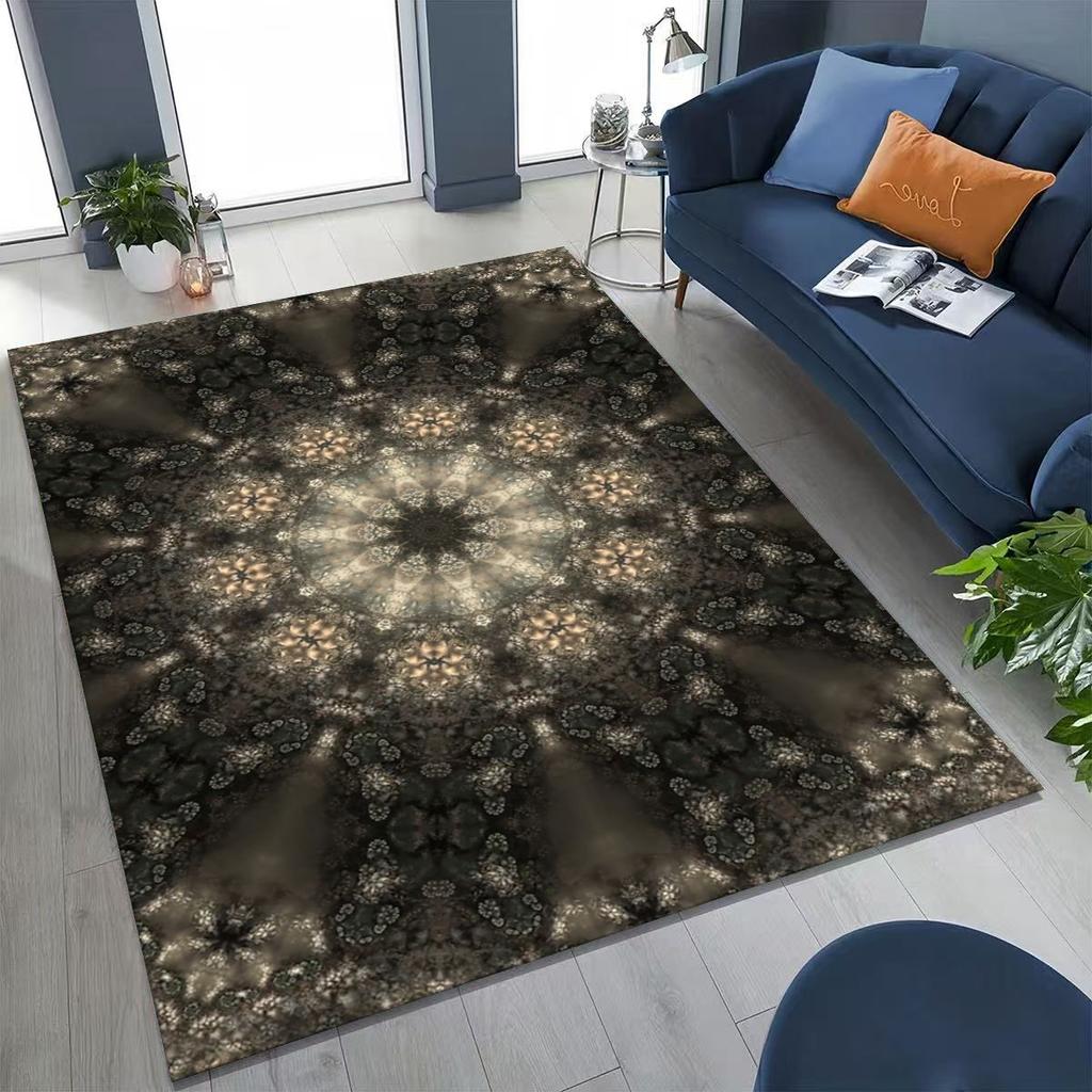 2026 Regenbogen Mandala Blume Chakren Yoga Bohemia Kunst Teppich für Schlafzimmer Wohnzimmer Sofa Zuhause Fußmatte Dekor, Kinder rutschfeste Bodenmatte