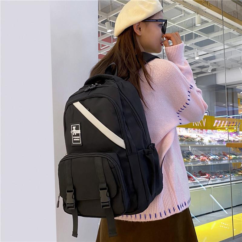 

High school student schoolbag new trend fashion multi-compartment backpack large capacity backpack чорний