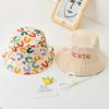 Cappello da Pescatore per Bambini Double Sided Lettera Carina Cappellino Panama per Bambini Nuovo Cappello da Pescatore per Bambini e Bambine