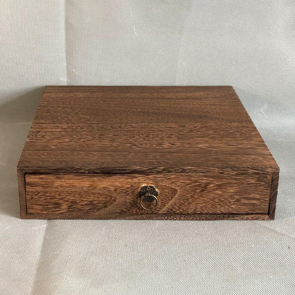 Crafts Wood Retro Lockable Storage Box Drawer/Flip Type Exquisite Tea Box Vintage with Lid Treasure Chest Pu'Er Tea