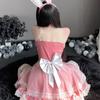 Santa Lingerie Lace Plush Red Christmas Cosplay Costumes Sexy Rabbit Girl Underwear Erotic Sleeveless Sling Nightdress