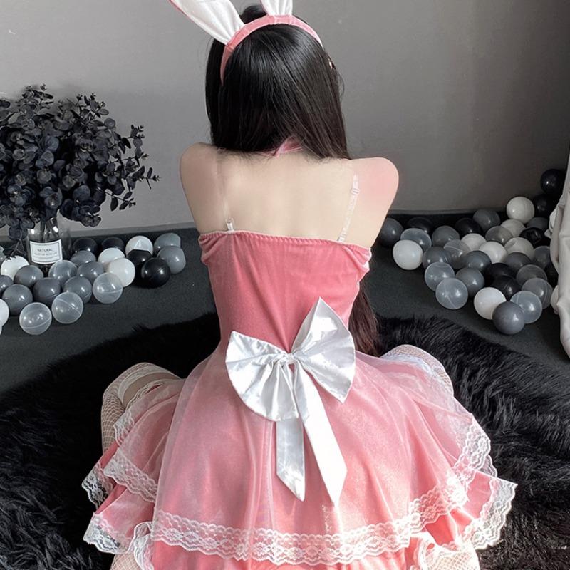Santa Lingerie Lace Plush Red Christmas Cosplay Costumes Sexy Rabbit Girl Underwear Erotic Sleeveless Sling Nightdress
