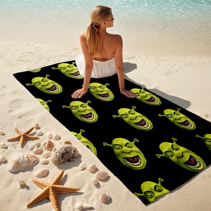 1pc Shrek4 Beach Towel, Comfortable and Thick, and Swimming/Bath/Picnic/Camping Towel, Suitable for Seaside Beaches