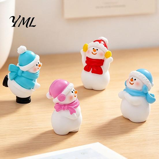 Winter Wonderland Diorama Pieces Mini Snowman Figurine, Christmas Skiing Dolls, Small Desktop Car Holiday Gift Items Dashboard Figurines, Micro