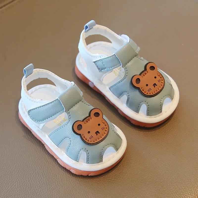 Fashion Kids Sandals Summer Girls Boys Cutout Sneakers Breathable Cartoon Bear Children Shoes Closed Toe Baby Toddlers Beach Sandalias