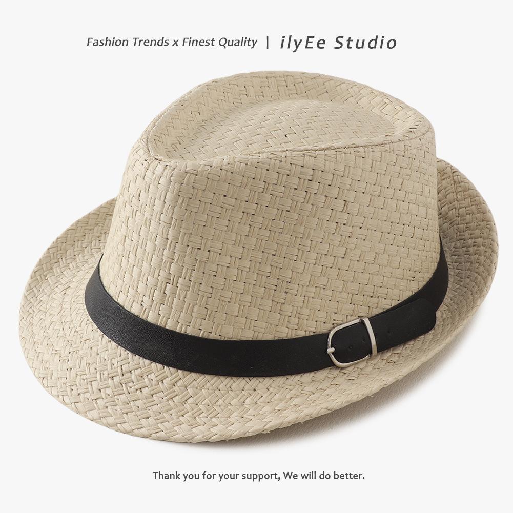

Straw Top Hat Spring Summer Sunscreen Jazz Hat British Versatile Straw Hat Sun Hat Holiday Beach Hat Tide 58CM