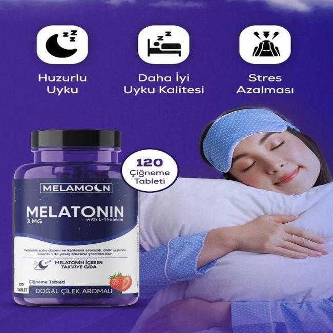 

120 таблеток додаткової їжі, що містять натуральний мелатонін і теанін 3 мг - краща якість і сон без стресу